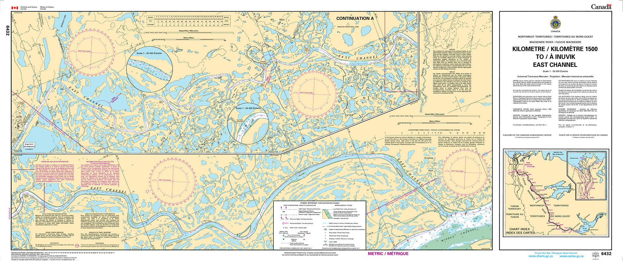 Canadian Hydrographic Service Nautical Chart CHS6432: Kilometre/Kilomètre 1500 to/à Inuvik East Channel