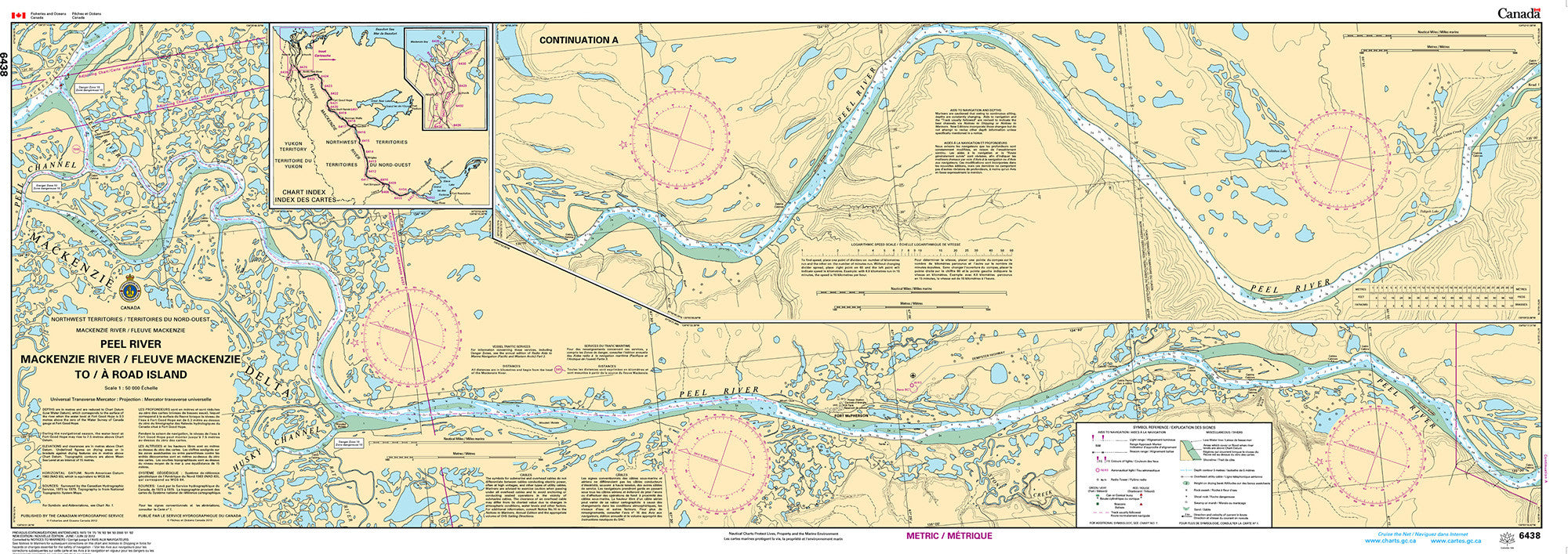 Canadian Hydrographic Service Nautical Chart CHS6438: Peel River, Mackenzie River/Fleuve Mackenzie to/à Road Island