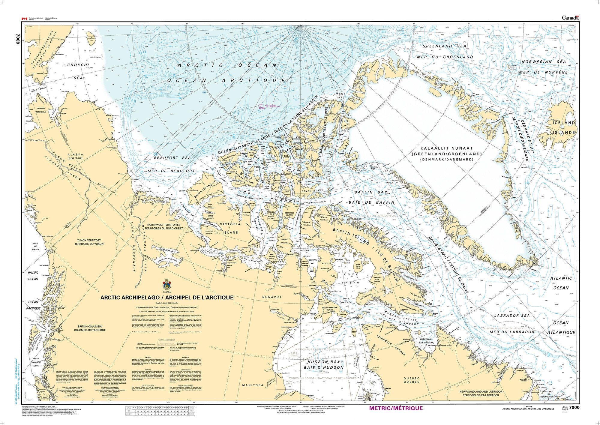 Canadian Hydrographic Service Nautical Chart CHS7000: Arctic Archipelago / Archipel de l'Arctique