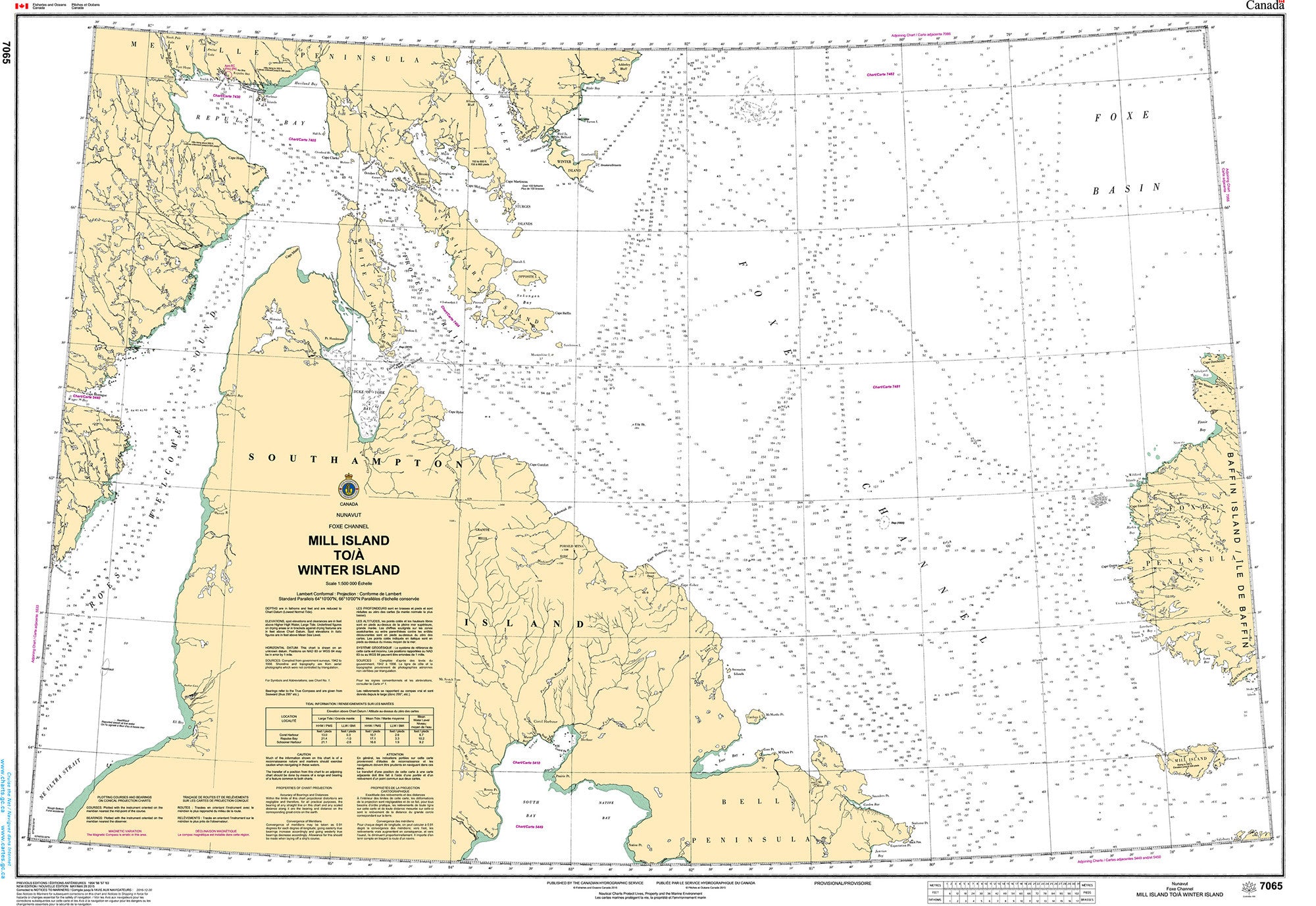 Canadian Hydrographic Service Nautical Chart CHS7065: Mill Island to Winter Island