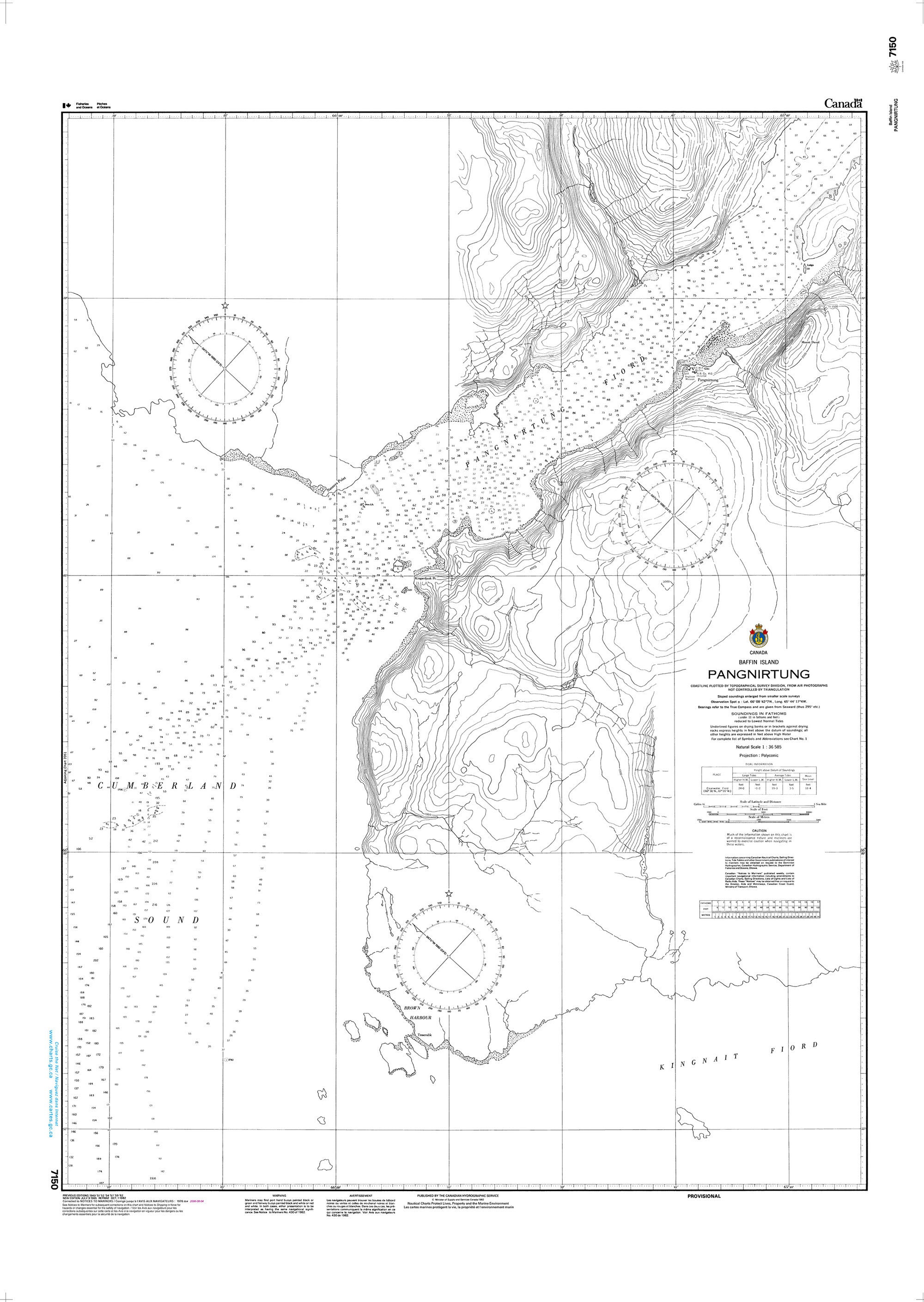 Canadian Hydrographic Service Nautical Chart CHS7150: Pangnirtung