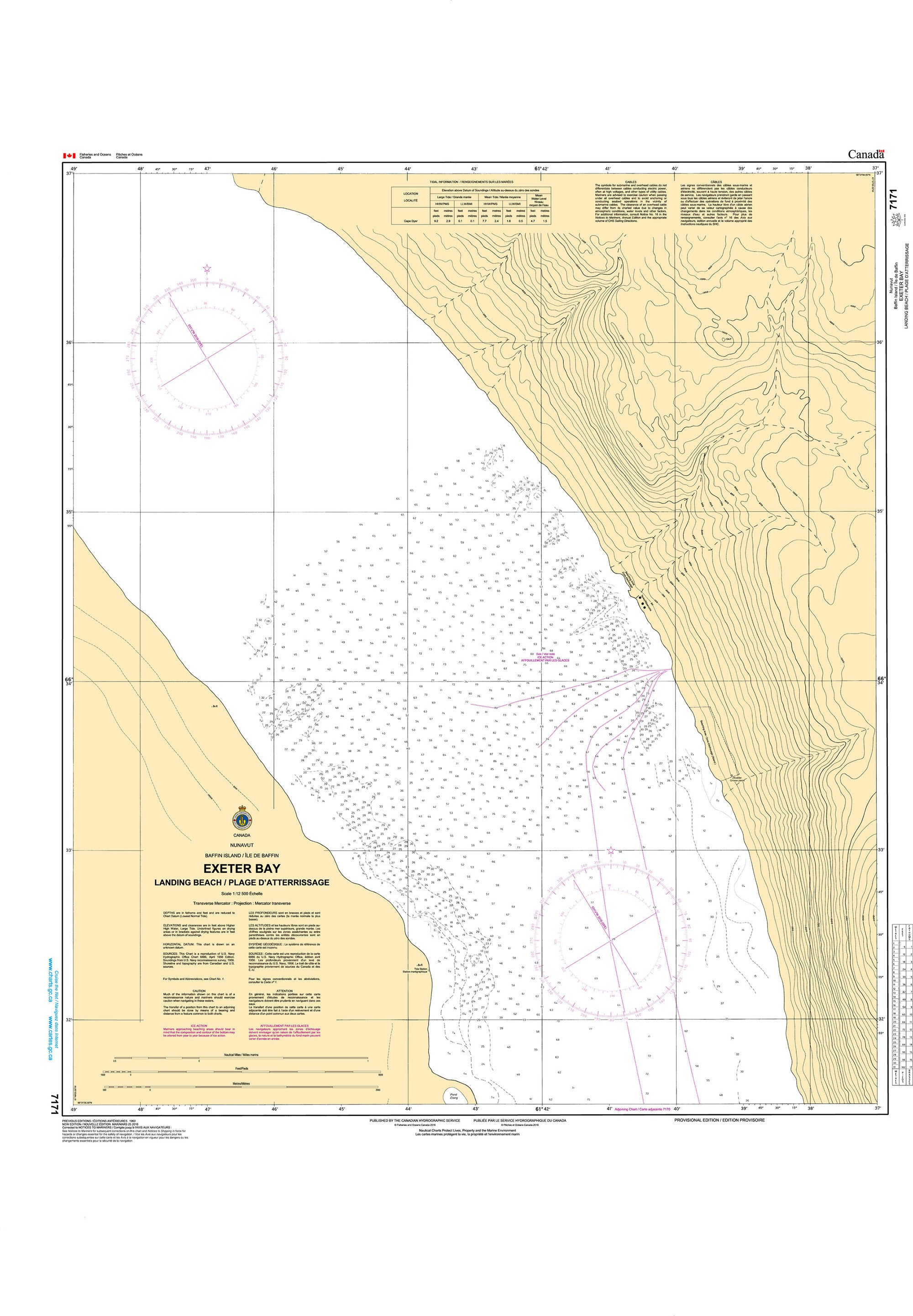 Canadian Hydrographic Service Nautical Chart CHS7171: Exeter Bay Landing Beach