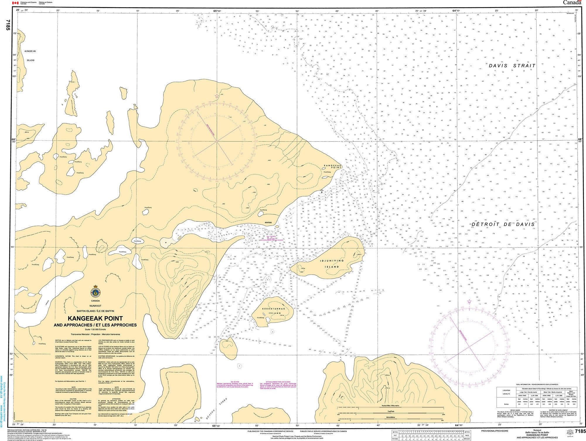 Canadian Hydrographic Service Nautical Chart CHS7185: Kangeeak Point and Approaches