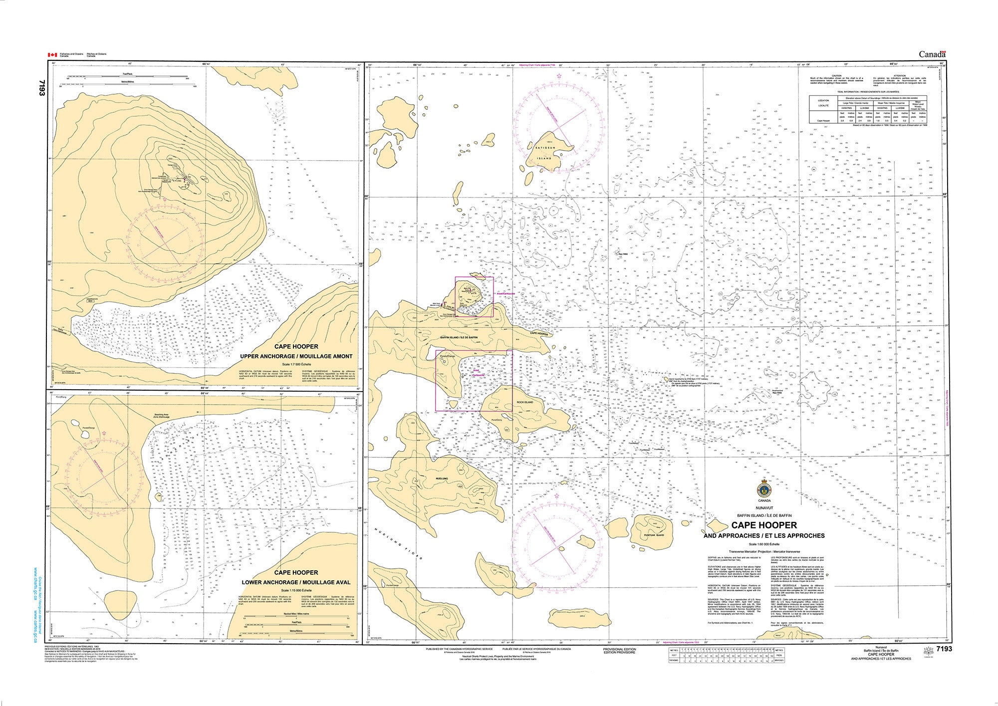 Canadian Hydrographic Service Nautical Chart CHS7193: Cape Hooper and Approaches