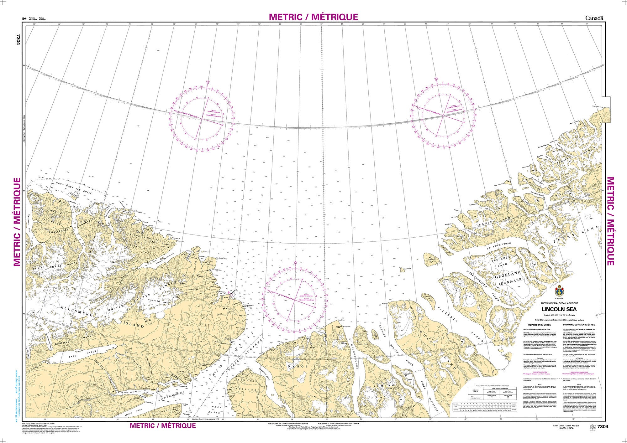 Canadian Hydrographic Service Nautical Chart CHS7304: Lincoln Sea