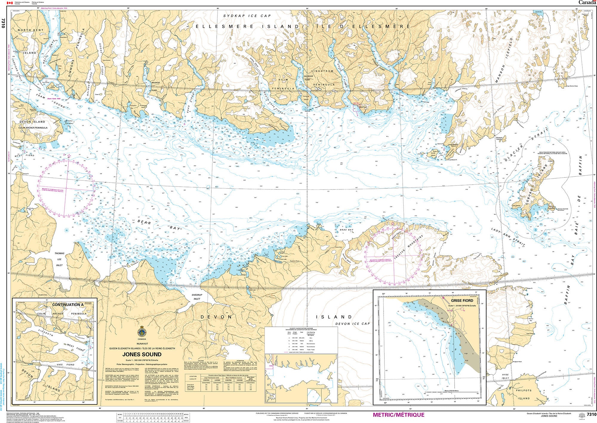 Canadian Hydrographic Service Nautical Chart CHS7310: Jones Sound