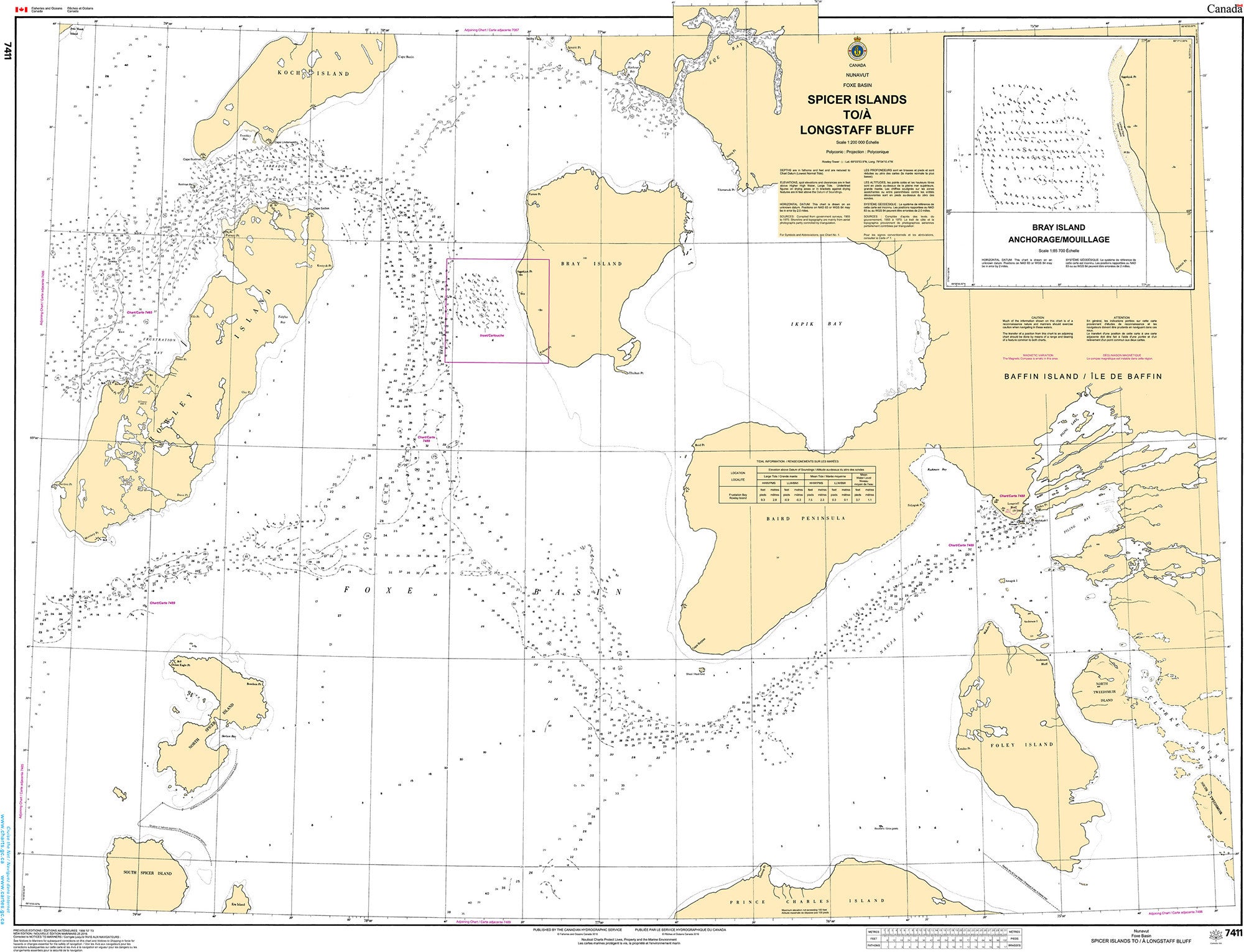 Canadian Hydrographic Service Nautical Chart CHS7411: Spicer Islands to Longstaff Bluff