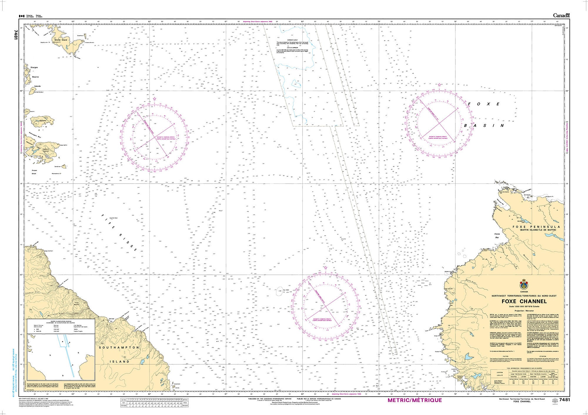 Canadian Hydrographic Service Nautical Chart CHS7481: Foxe Channel