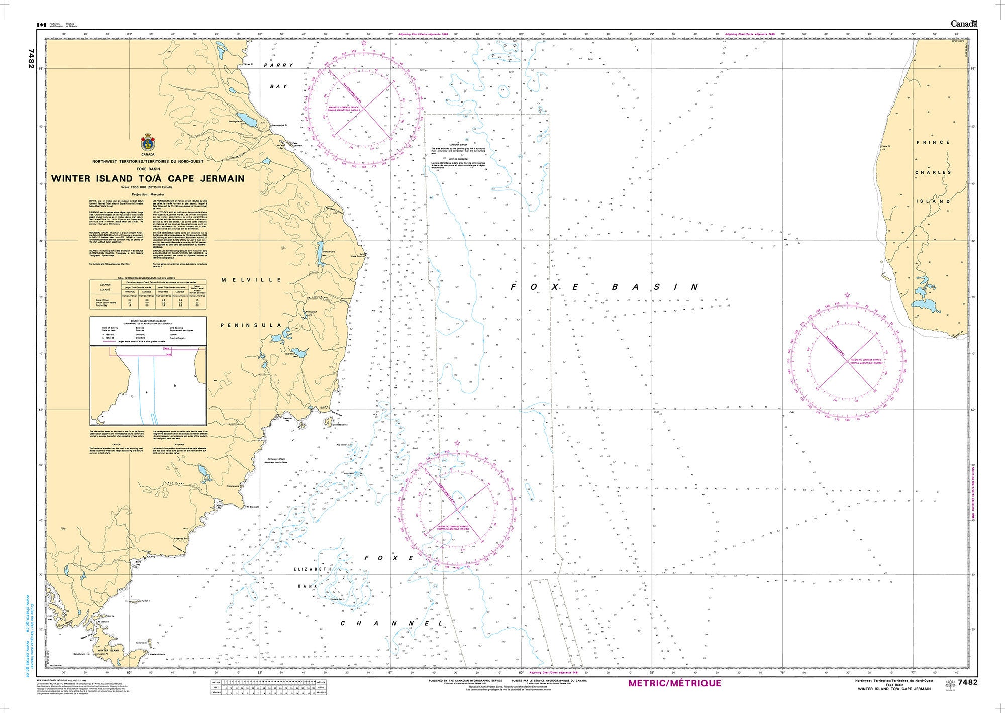 Canadian Hydrographic Service Nautical Chart CHS7482: Winter Island to/à Cape Jermain