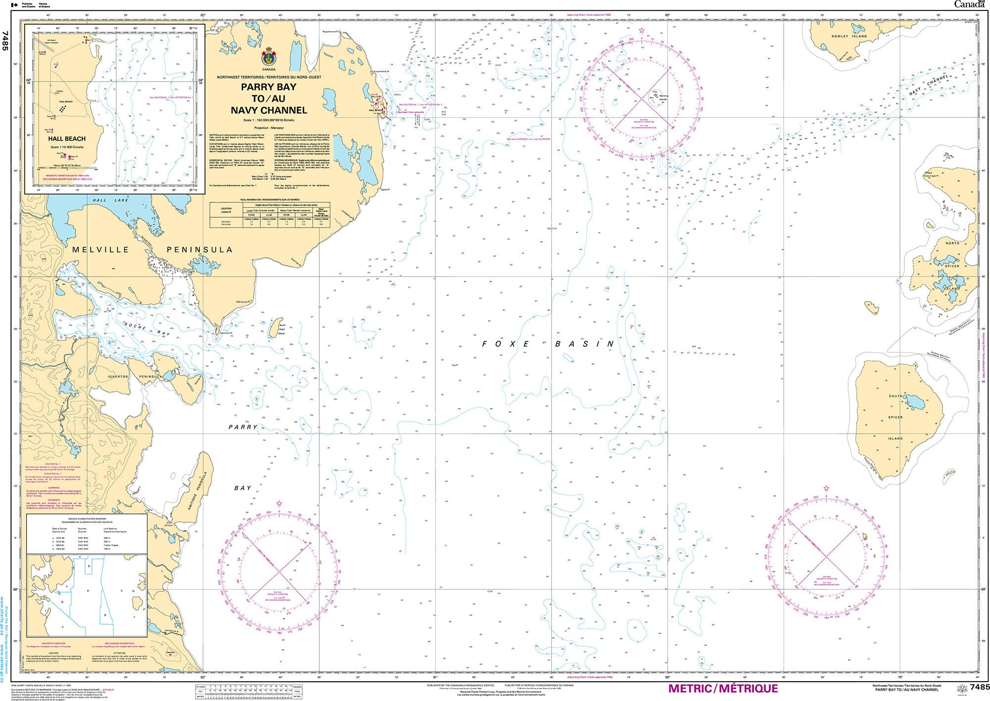 Canadian Hydrographic Service Nautical Chart CHS7485: Parry Bay to/au Navy Channel
