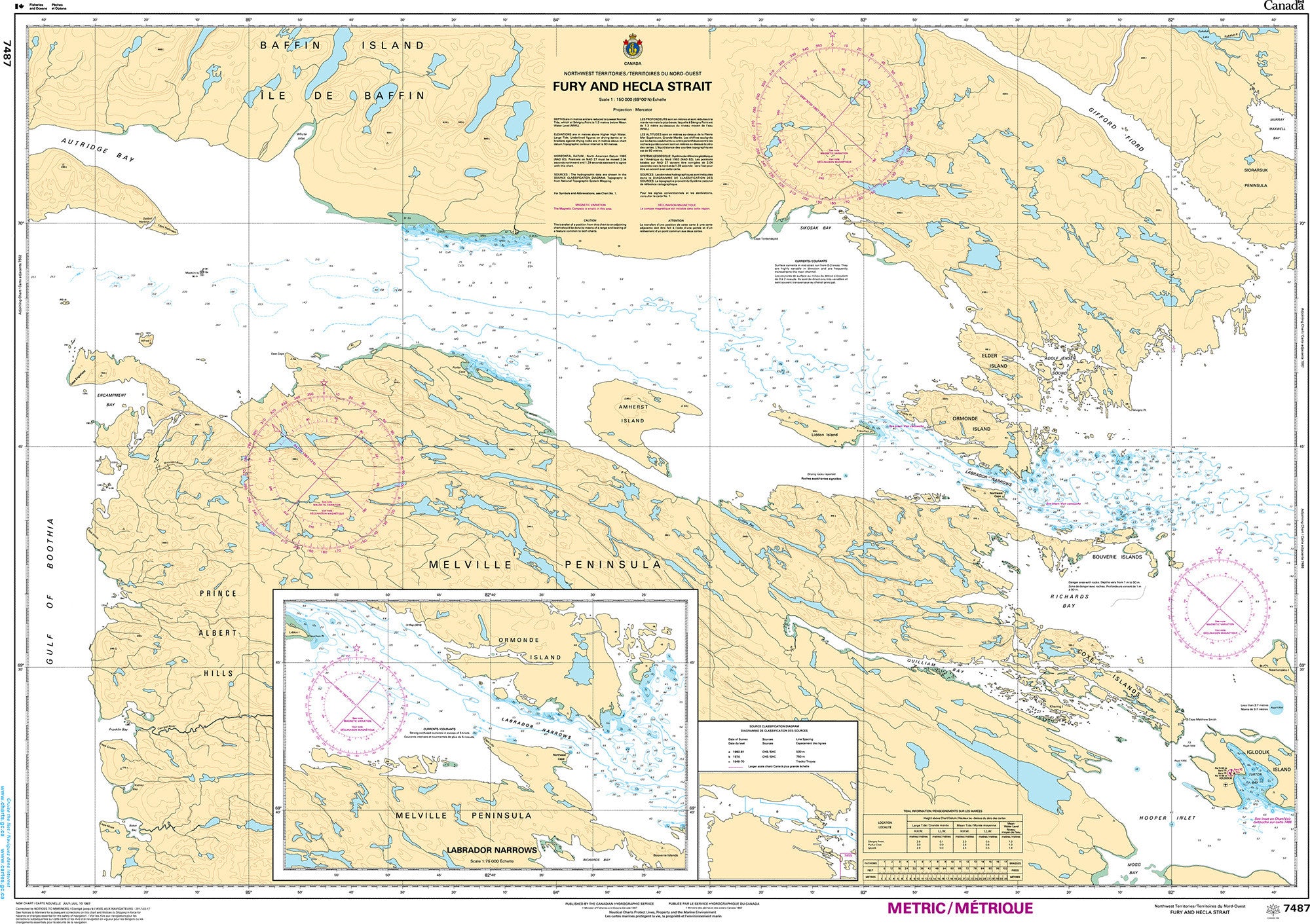 Canadian Hydrographic Service Nautical Chart CHS7487: Fury and Hecla Strait