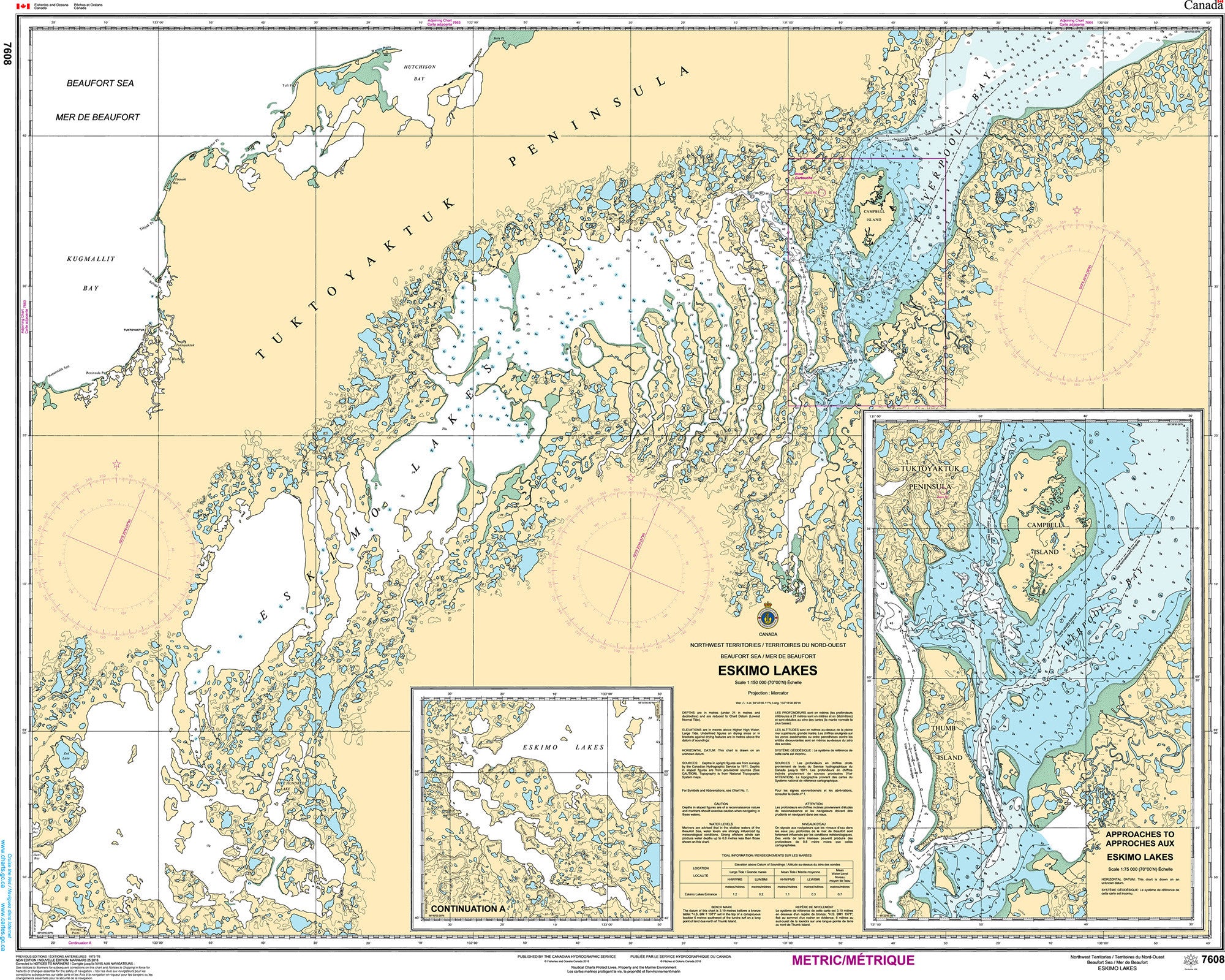 Canadian Hydrographic Service Nautical Chart CHS7608: Eskimo Lakes