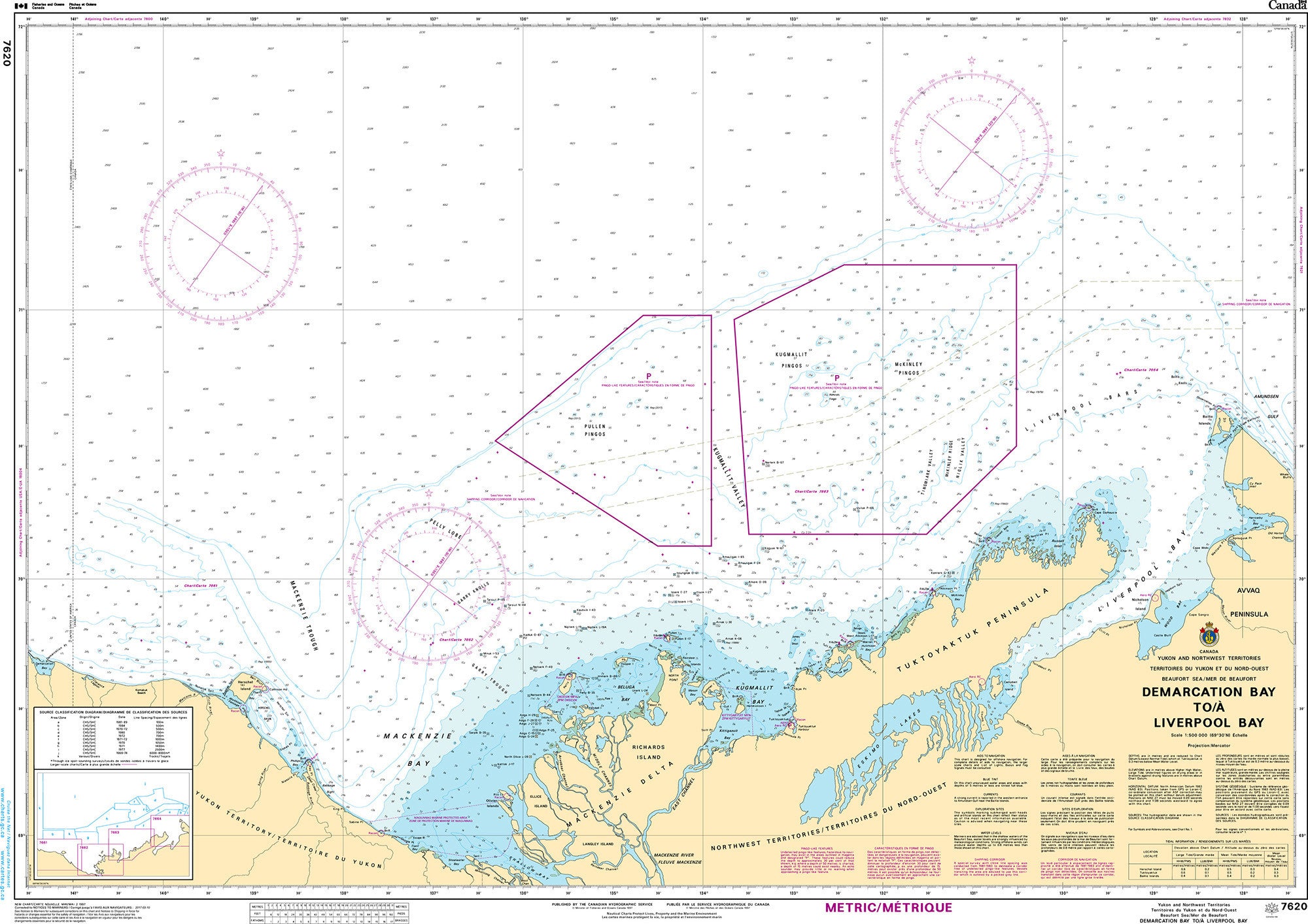Canadian Hydrographic Service Nautical Chart CHS7620: Demarcation Bay to/à Liverpool Bay