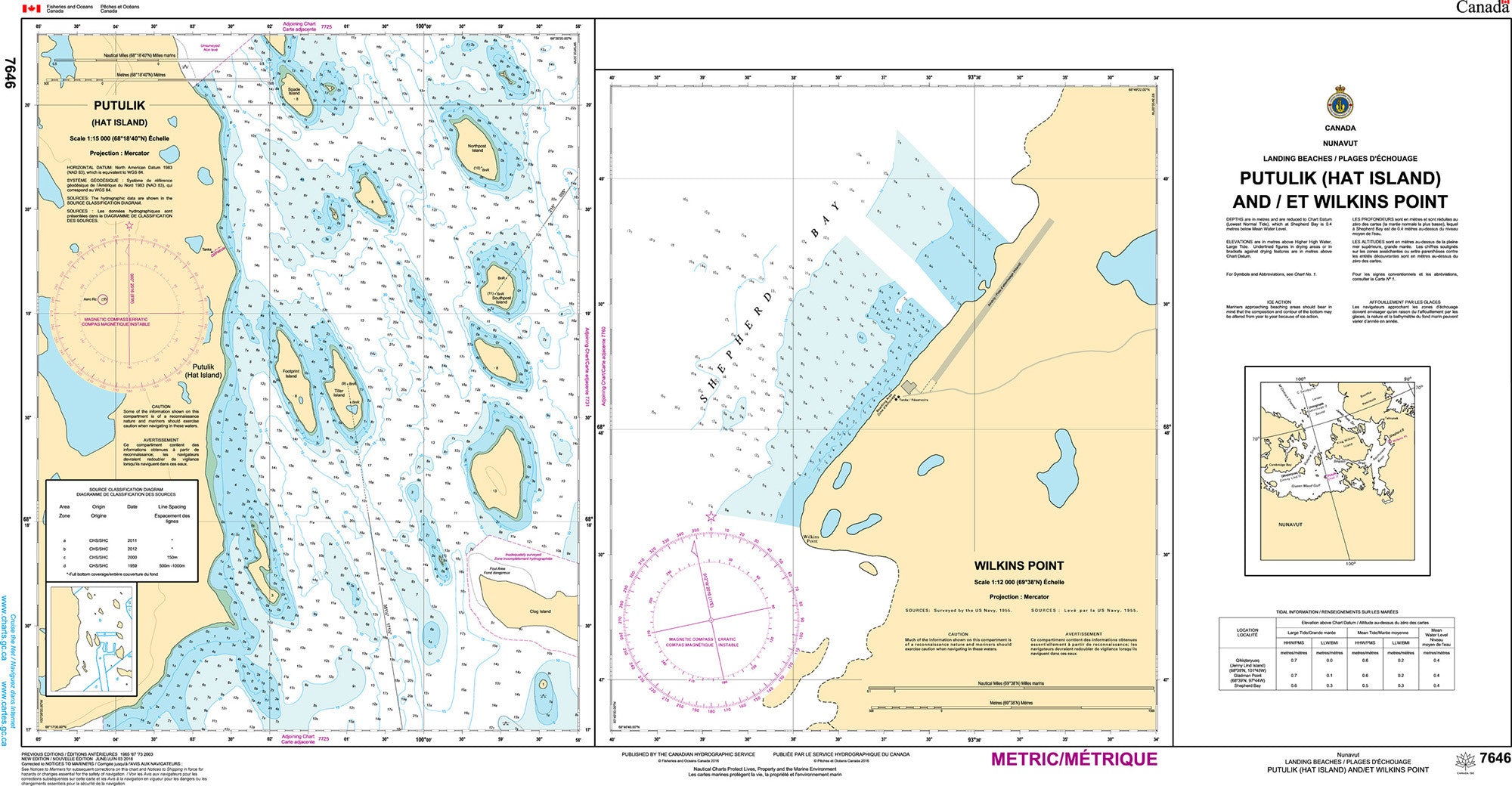 Canadian Hydrographic Service Nautical Chart CHS7646: McClintock Bay and/et Wilkins Point