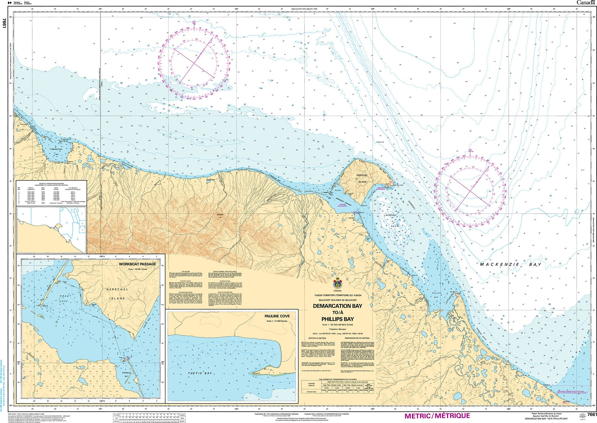 Canadian Hydrographic Service Nautical Chart CHS7661: Demarcation Bay to/à Philips Bay