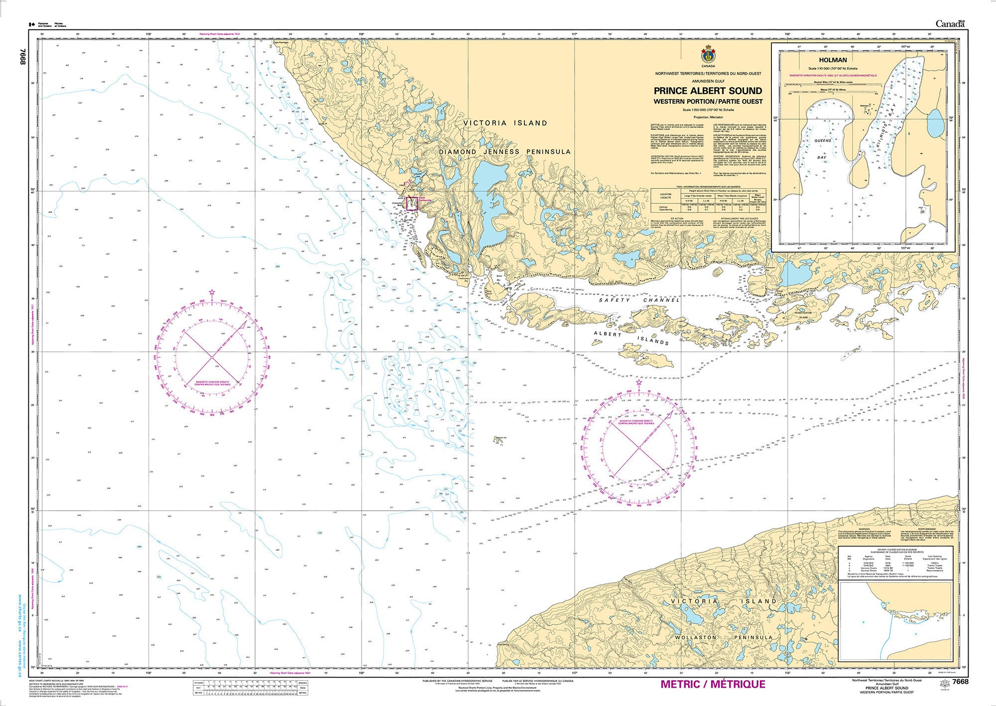 Canadian Hydrographic Service Nautical Chart CHS7668: Prince Albert Sound, Western Portion/ Partie Ouest