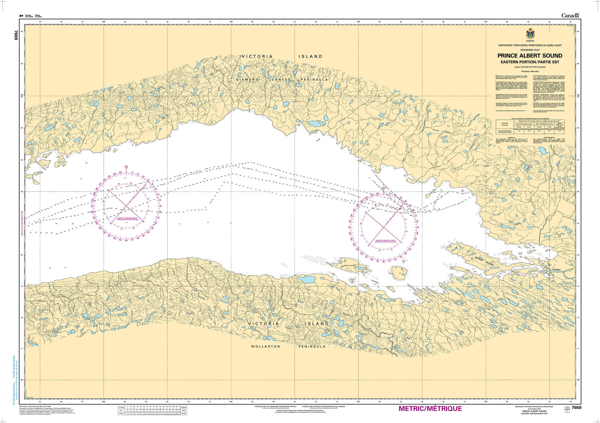 Canadian Hydrographic Service Nautical Chart CHS7669: Prince Albert Sound Eastern Portion/Partie Est