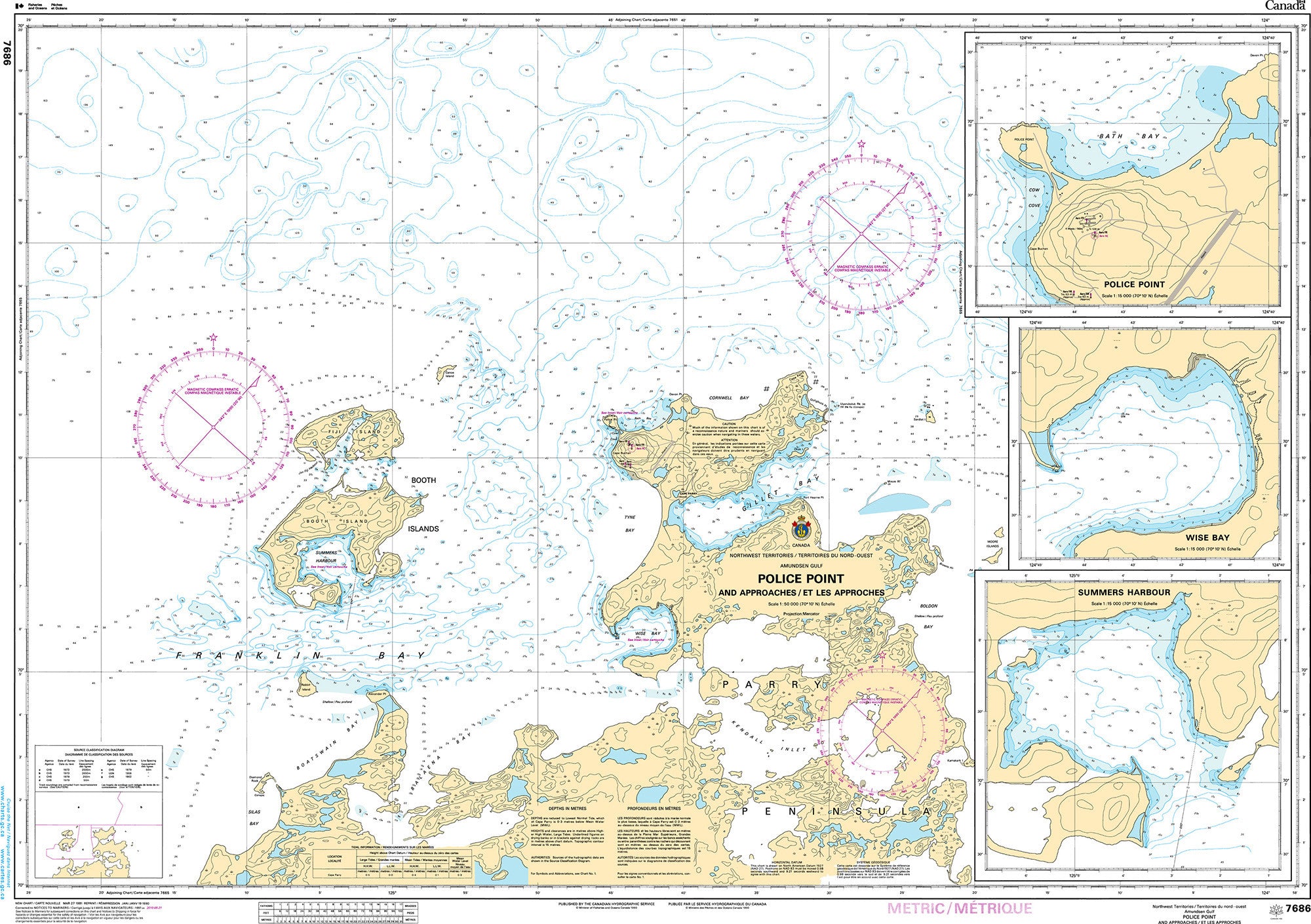 Canadian Hydrographic Service Nautical Chart CHS7686: Police Point And Approaches/ Et Les Approches