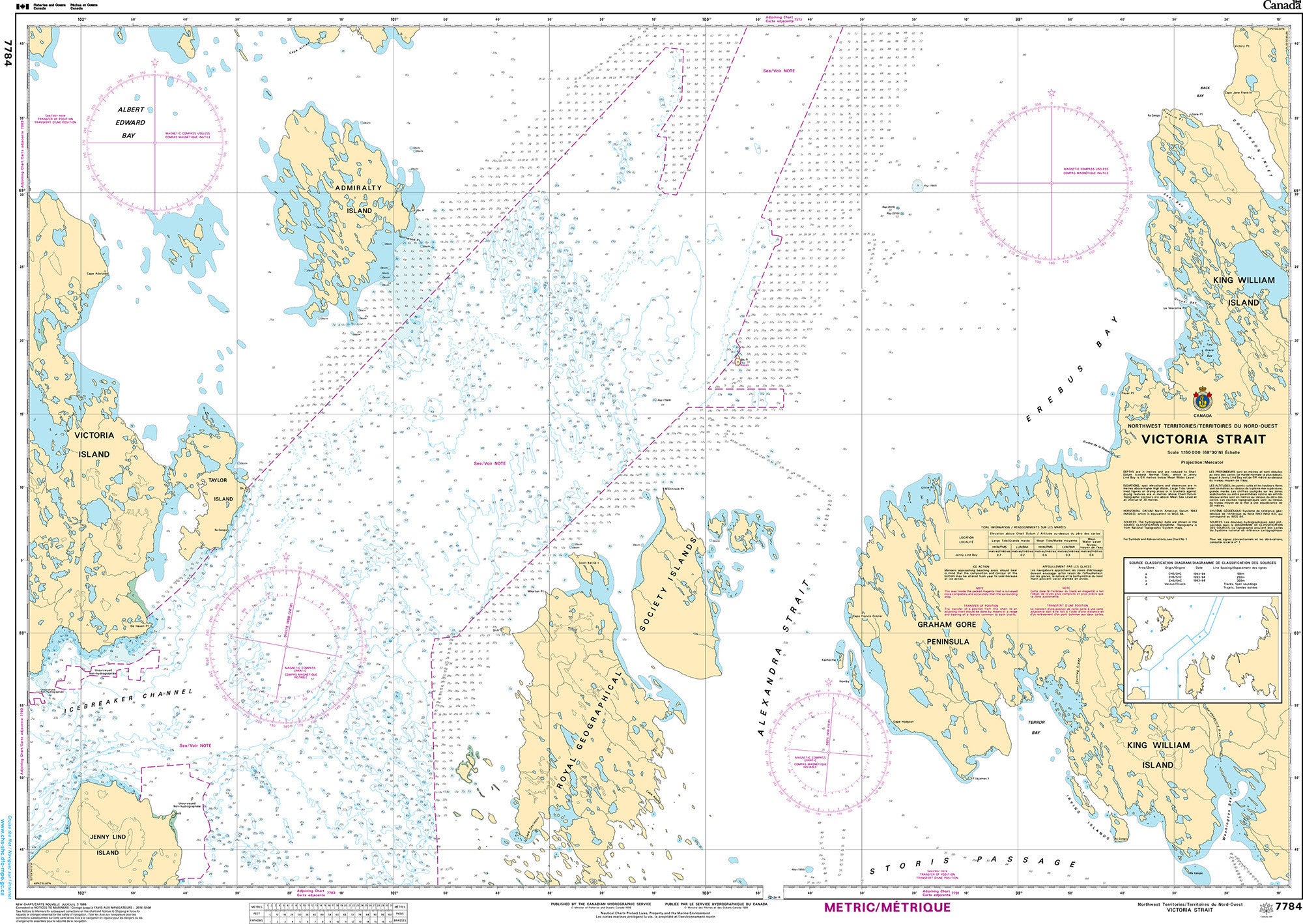 Canadian Hydrographic Service Nautical Chart CHS7784: Victoria Strait