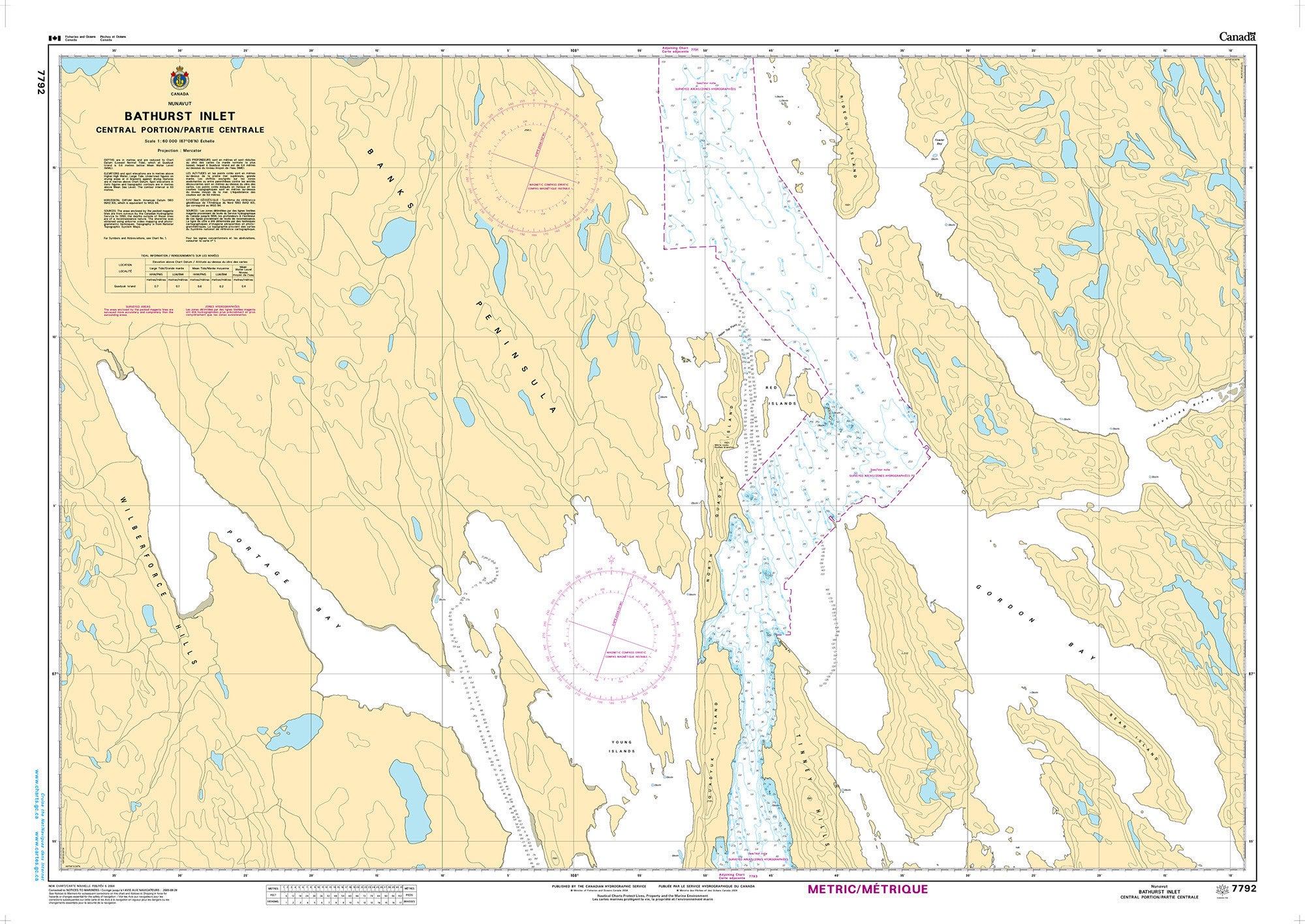 Canadian Hydrographic Service Nautical Chart CHS7792: Bathurst Inlet - Central Portion