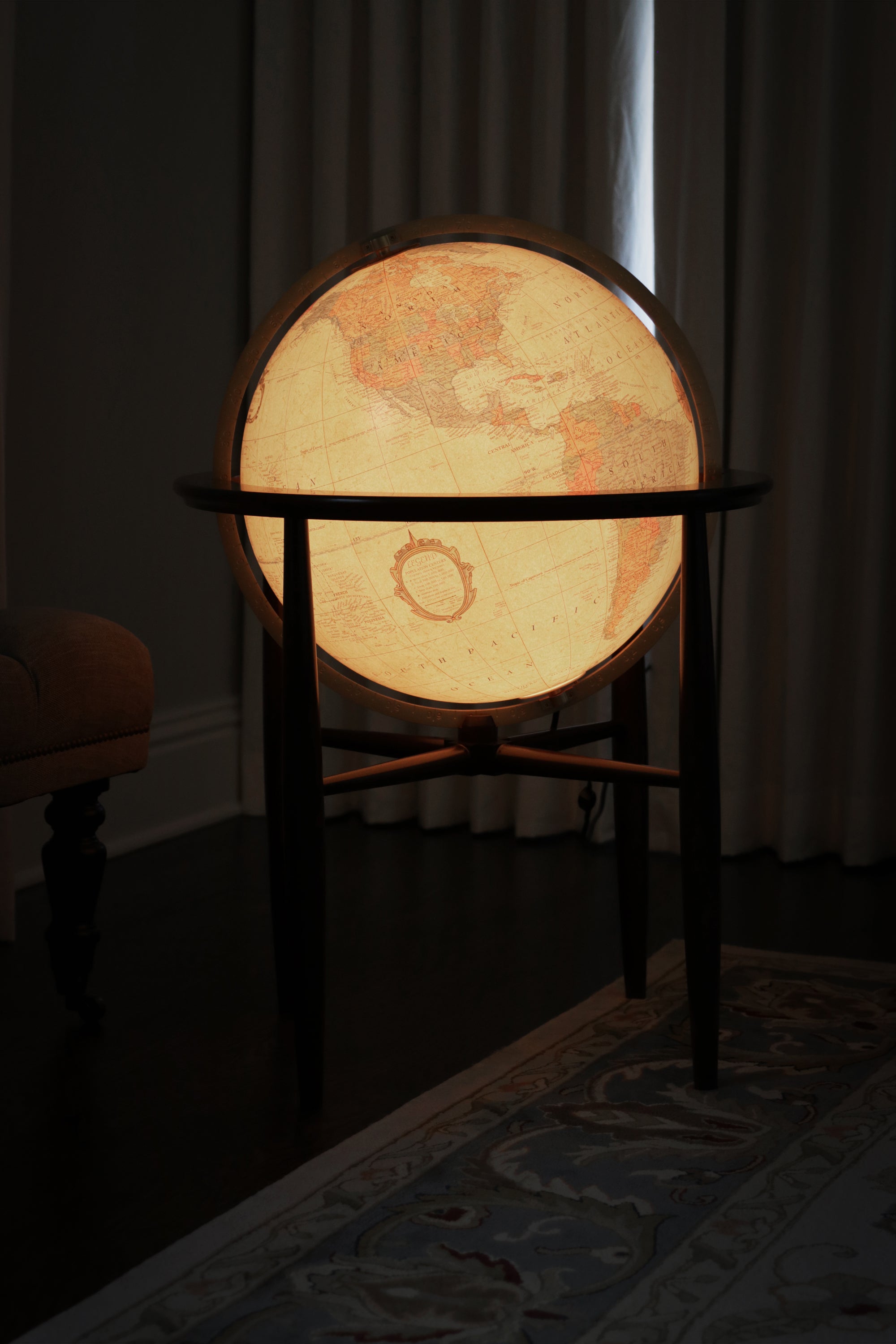 Finley Antique Illuminated 20 Inch Floor World Globe By Replogle Globes