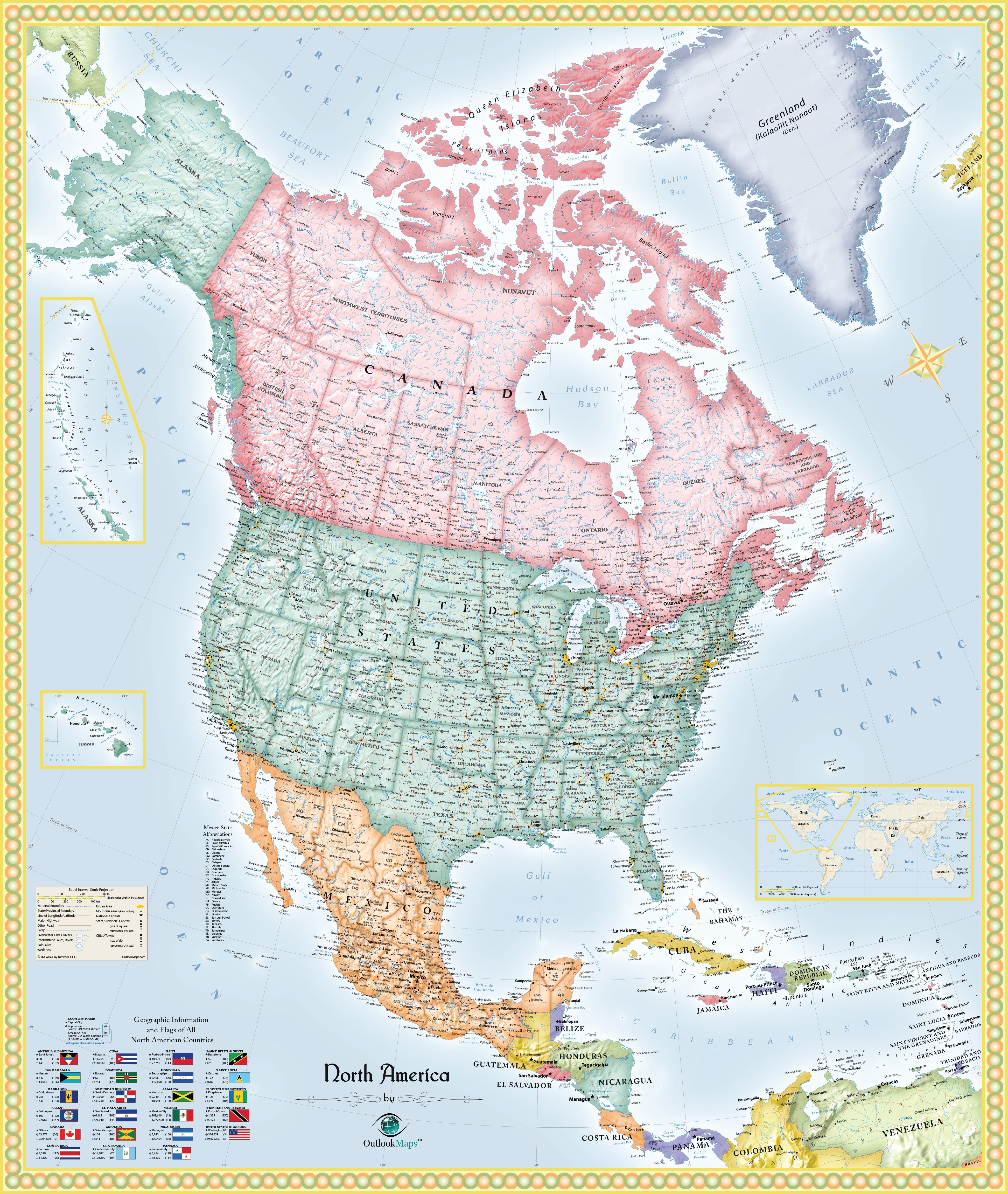 North America a part of Political 5 Continent Maps Classroom Pull Down 5 Map Educational Bundle