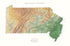 New Jersey & Pennsylvania Topographical Wall Map By Raven Maps, 36" X 54"