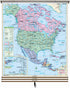 Kappa Map Group  Western Hemisphere Essential Wall Map Set On Roller W Backboard 3 Map Set